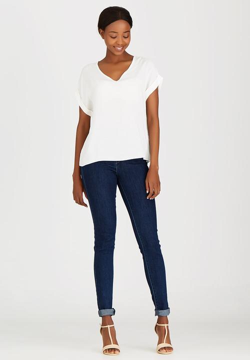 edit - Woven T-shirt with Turn-up Cuffs White