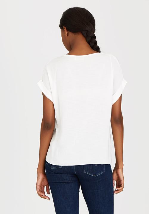 edit - Woven T-shirt with Turn-up Cuffs White