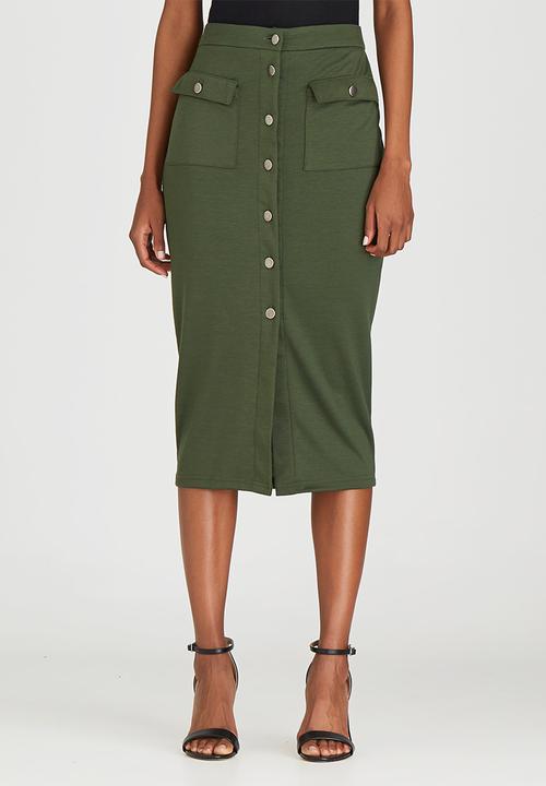 STYLE REPUBLIC - Utility Midi Skirt Dark Green
