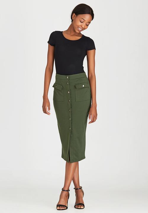 STYLE REPUBLIC - Utility Midi Skirt Dark Green