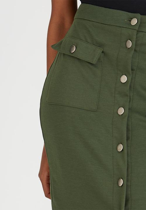 STYLE REPUBLIC - Utility Midi Skirt Dark Green