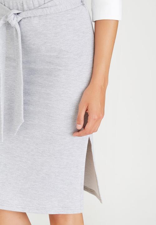 c(inch) - Self-tie Midi Skirt Grey