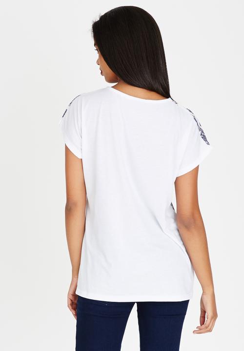 cath.nic - Paisley Leaf Design Short Sleeve Top White