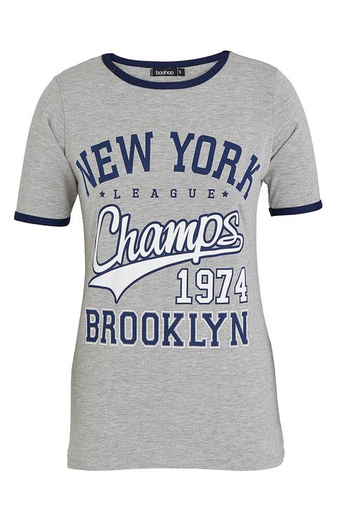 BoohooDNU - Cap Sleeve Slogan Tee Grey