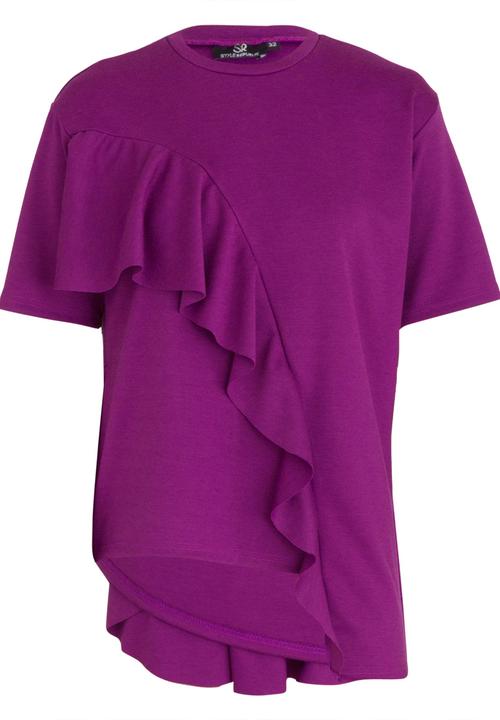 STYLE REPUBLIC - Oversized Frill T-shirt Dark Purple