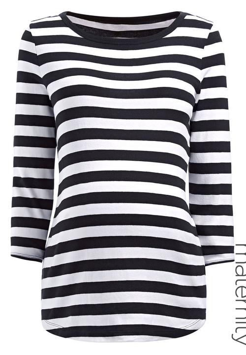 Next - Monochrome Stripe T-shirt Black/White Black and White