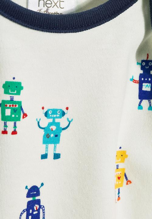 Next - Three Pack Long Sleeve Robot Bodysuits Multi-colour