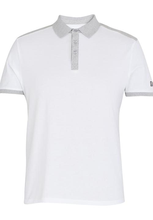 GUESS - Two Colour Panel Polo White