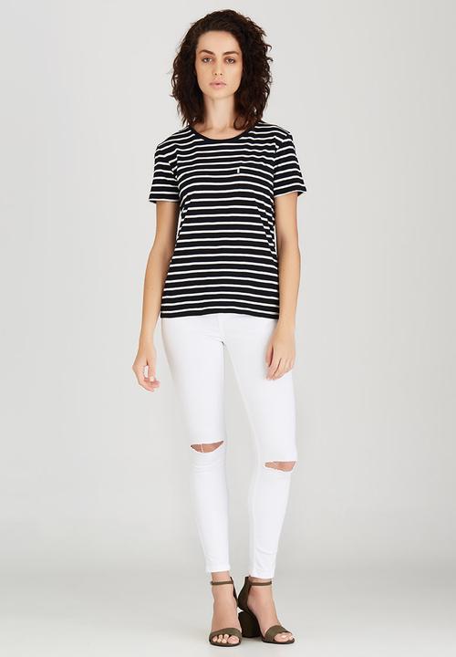 Levi’s® - Striped Perfect Pocket Tee Black and White