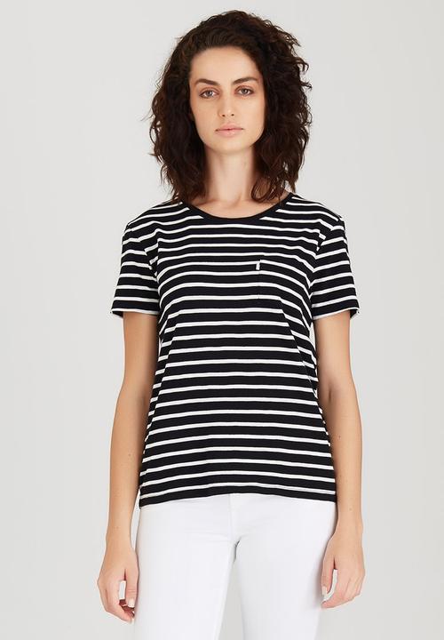 Levi’s® - Striped Perfect Pocket Tee Black and White