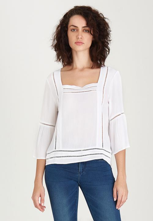 edit - Gypsy Blouse with Ladder Lace Detail White