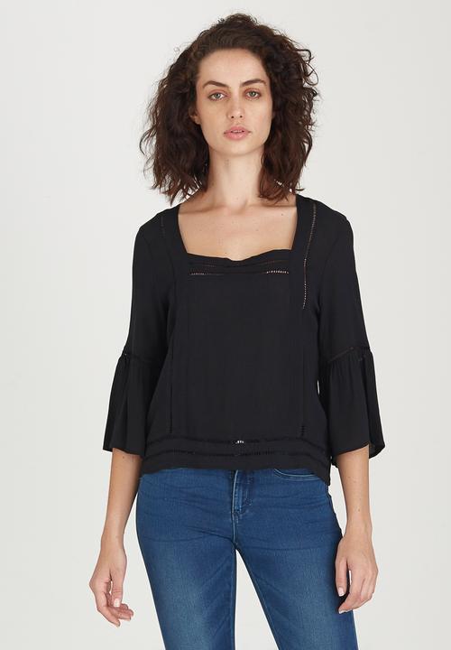 edit - Gypsy Blouse with Ladder Lace Detail Black
