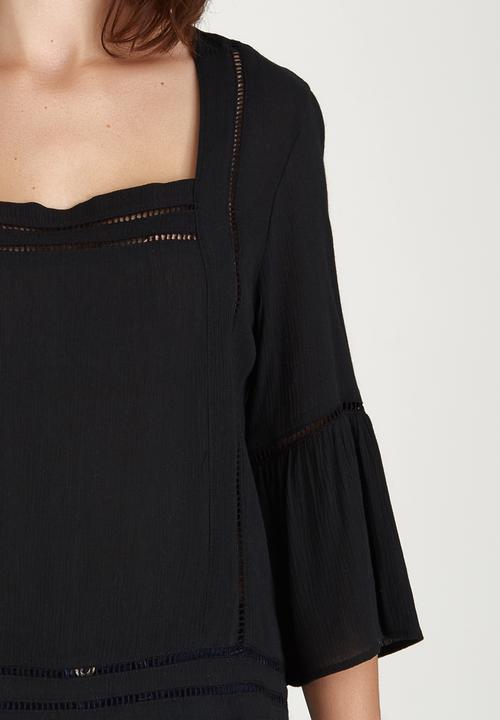 edit - Gypsy Blouse with Ladder Lace Detail Black