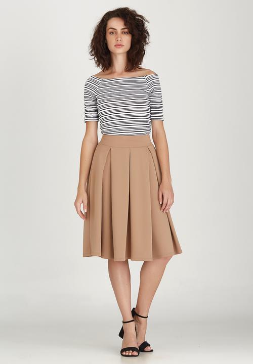 edit - Fit and Flare Skirt Stone/Beige