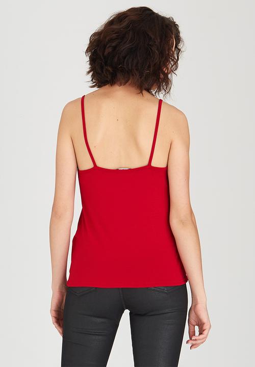 STYLE REPUBLIC - Cross Over Drape Cami Red