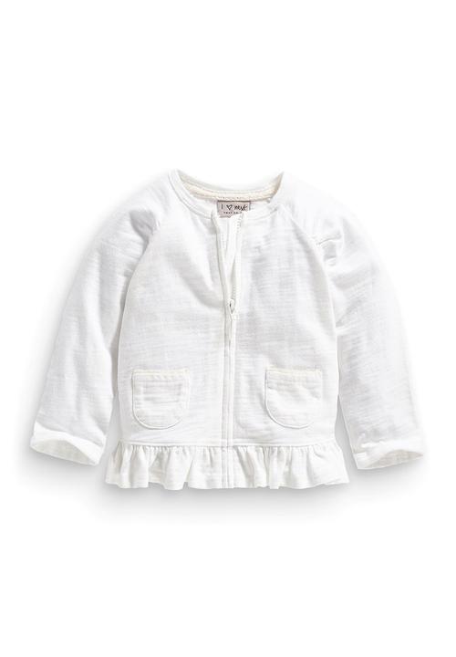Next - Peplum Zip-through Sweater White