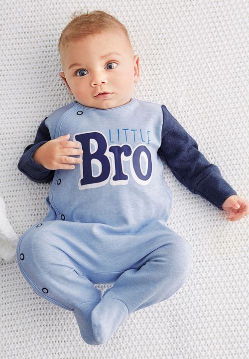 Next - Little Bro Sleepsuit Blue/White Blue and White