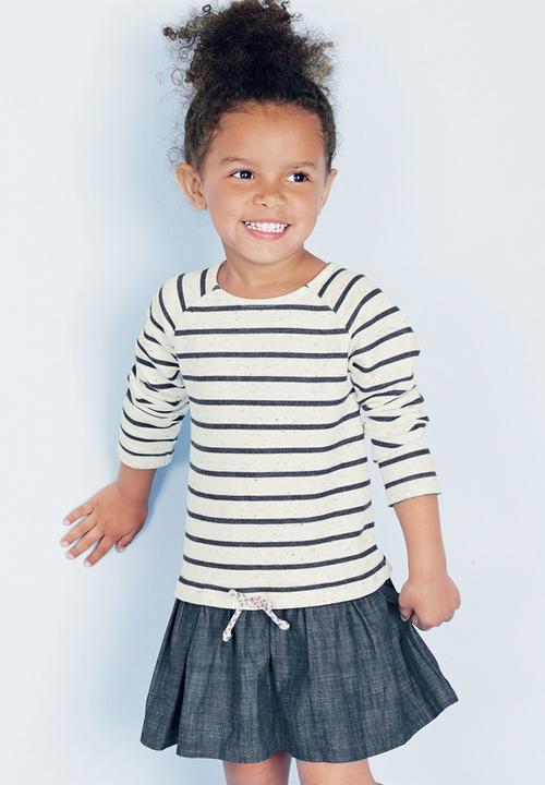 Next - Navy striped dress Blue and White