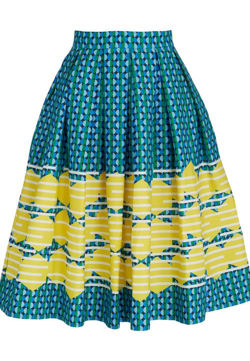 Chulaap - Optical Print 50s Skirt Multi-colour