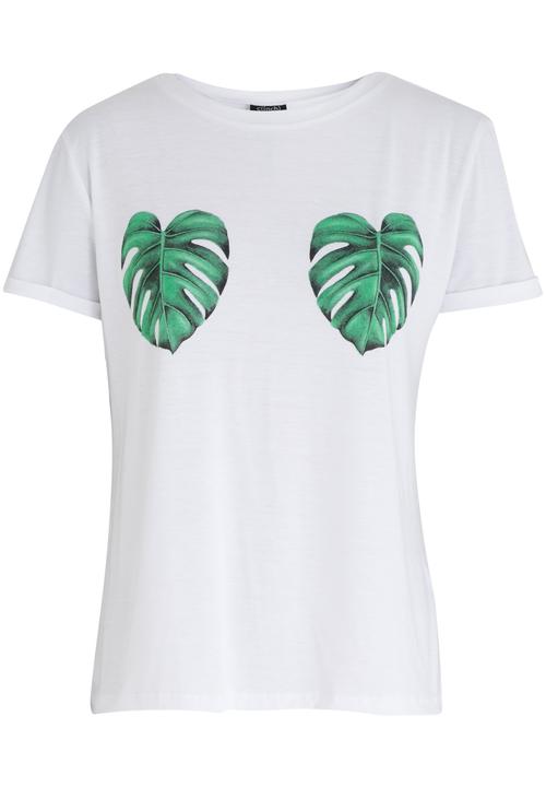 c(inch) - Leaf Print Tee White