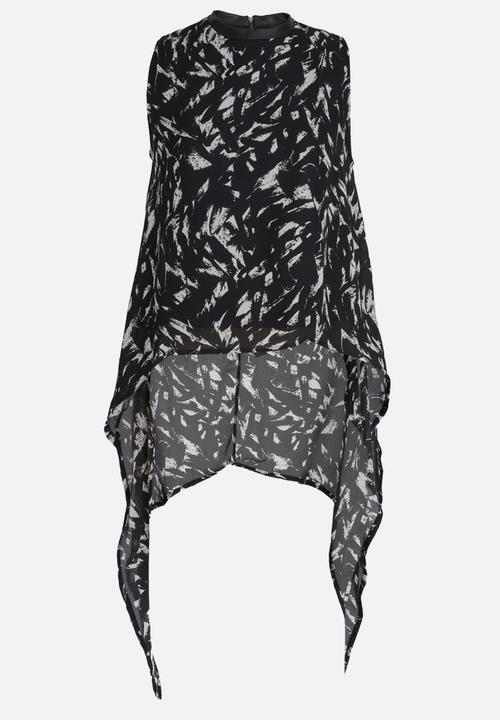 c(inch) - Hi Lo Blouse Black and White