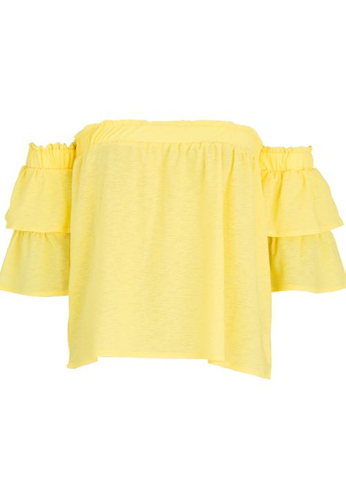 SISSY BOY - Ruffled Sleeve Bardot Top Yellow
