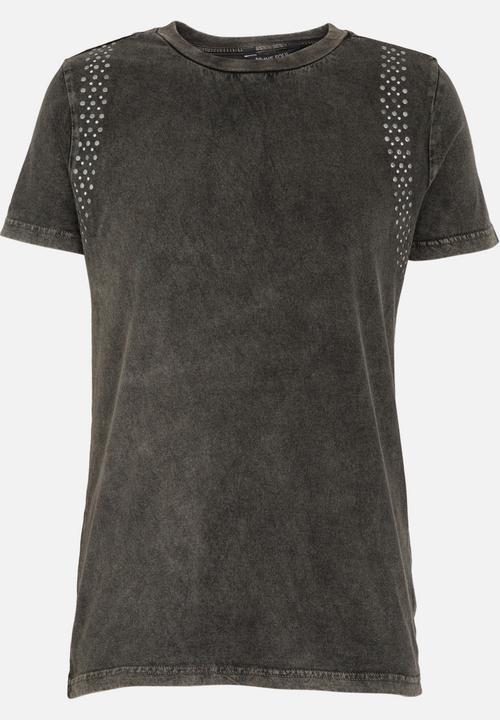Brave Soul - Tee with Stud Detail Grey