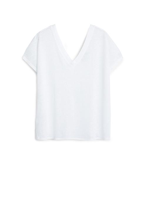 MANGO - Linen T-shirt Milk
