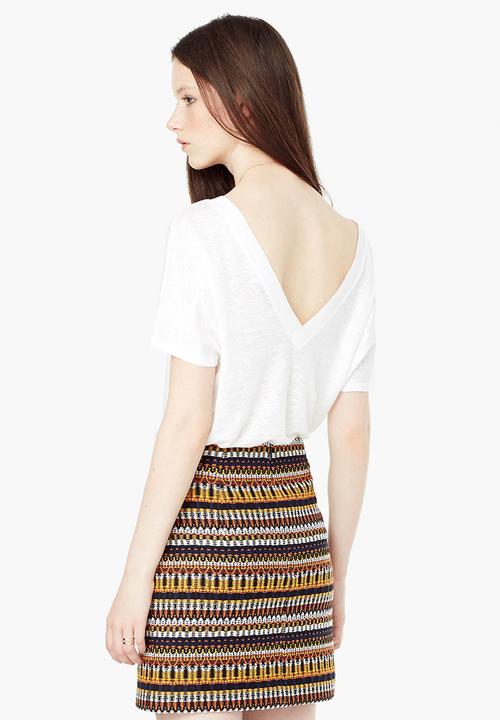 MANGO - Linen T-shirt Milk