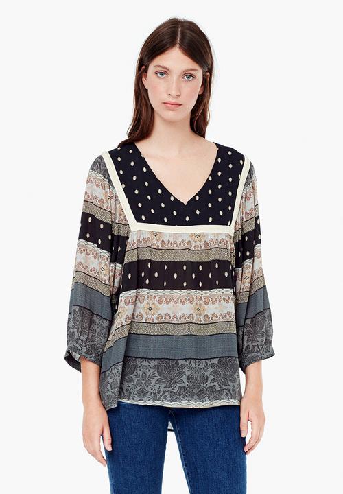 MANGO - Gypsy Blouse Black
