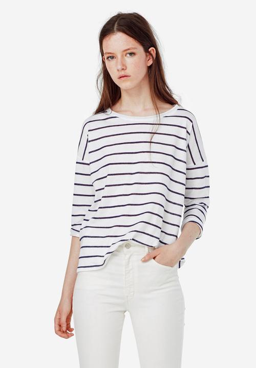 MANGO - 3/4 Sleeve T-shirt Milk