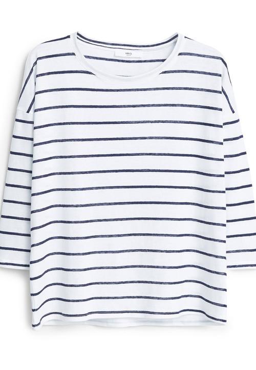MANGO - 3/4 Sleeve T-shirt Milk
