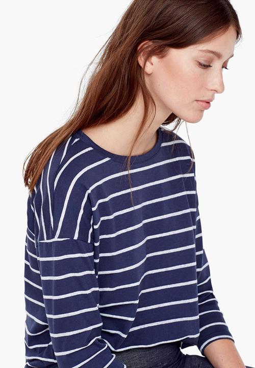 MANGO - 3/4 Sleeve T-shirt Navy