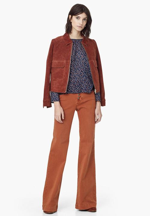 MANGO - Printed Boxy Blouse Navy