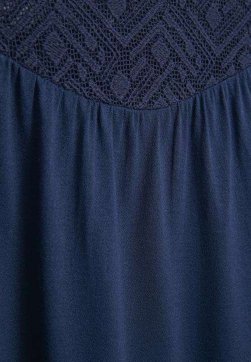 MANGO - Lace Inset Blouse Navy