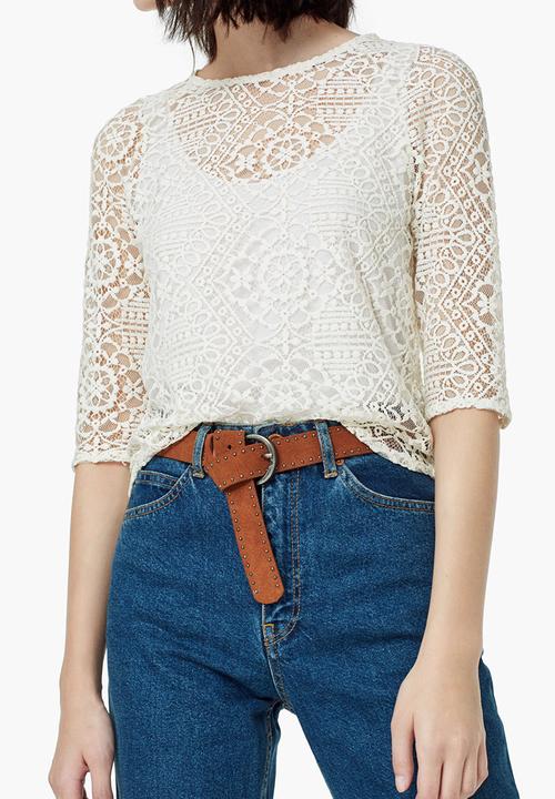 MANGO - Lace Blouse Cream