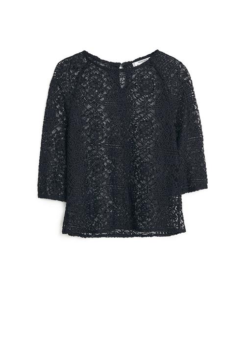 MANGO - Lace Blouse Black