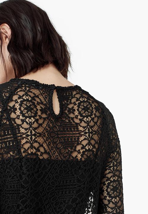 MANGO - Lace Blouse Black