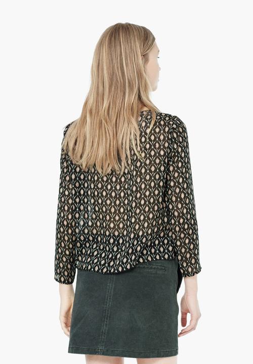 MANGO - Geometric Printed Blouse Black