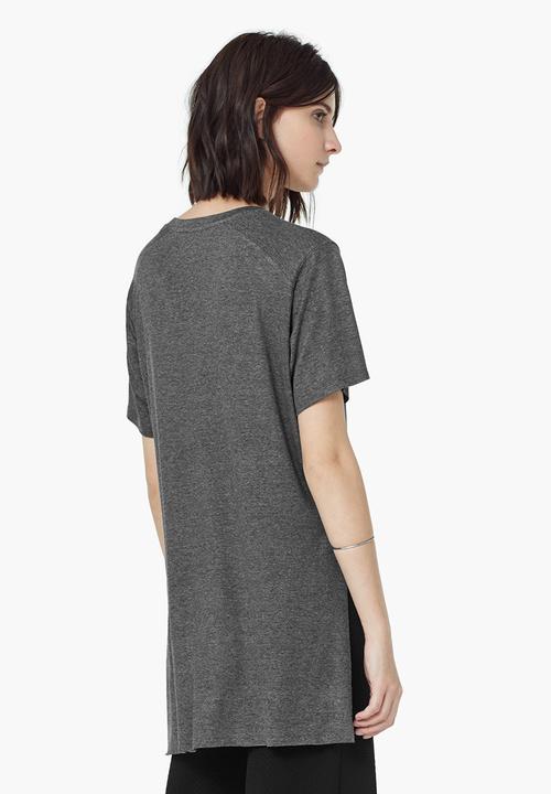 MANGO - Longer Length T-shirt Mid Grey