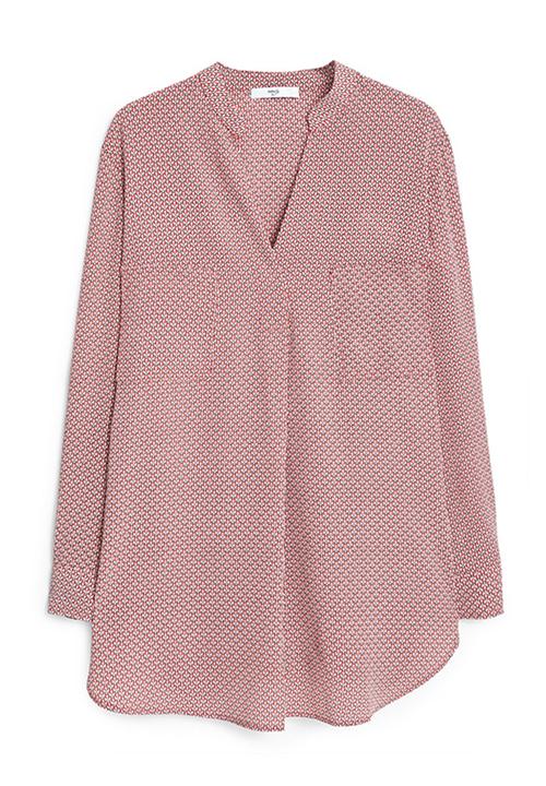 MANGO - Printed Blouse Pale Pink