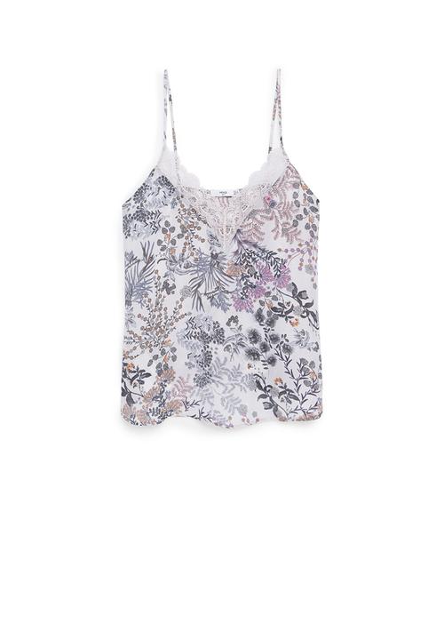 MANGO - Lace Trim Cami Milk