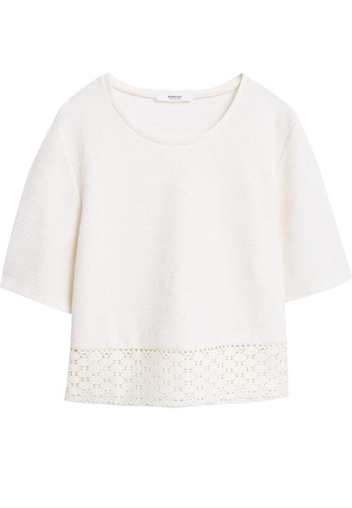 MANGO - Crochet Trim Blouse Off White