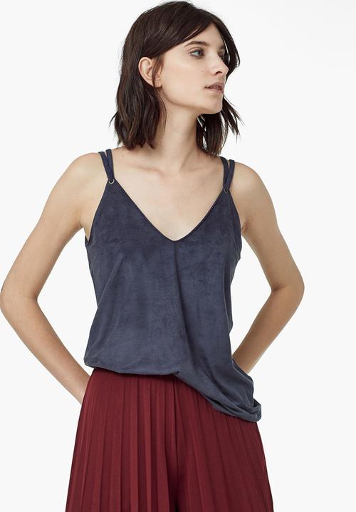 MANGO - Textured Cami Dark Blue