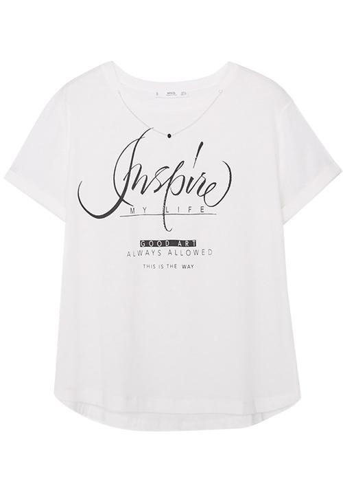 MANGO - Printed T-shirt White