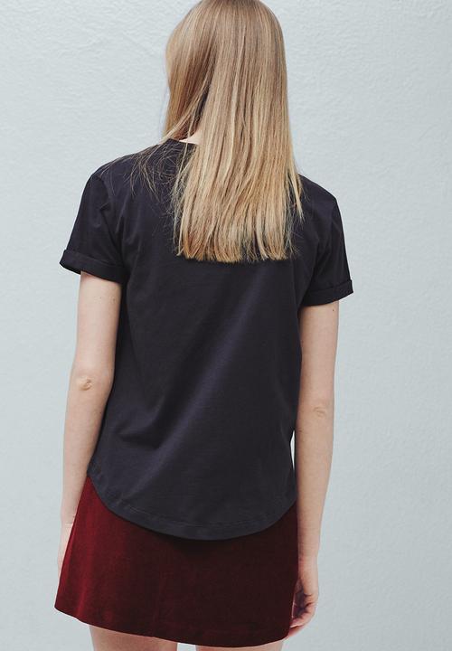 MANGO - Printed T-shirt Black