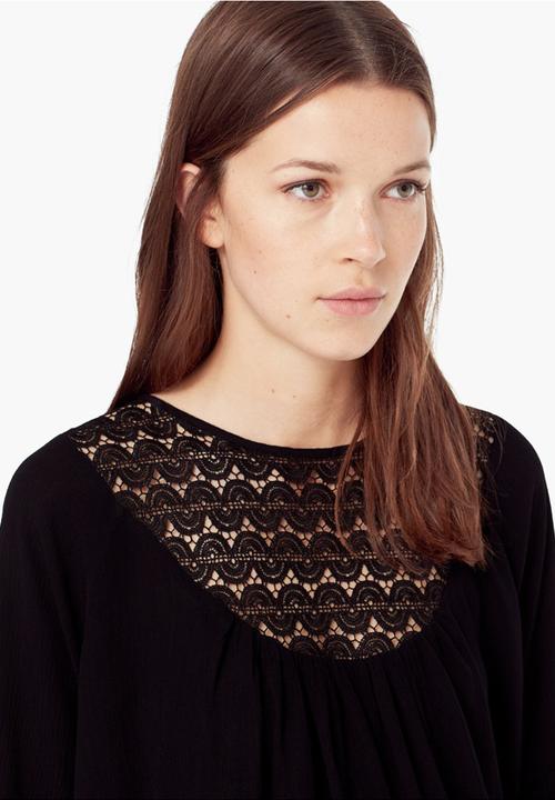MANGO - Peasant Blouse Black