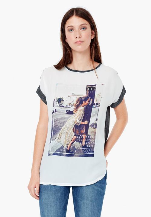 MANGO - Printed T-shirt Dark Grey