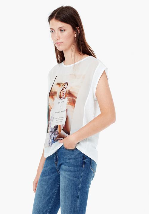 MANGO - Printed T-shirt White