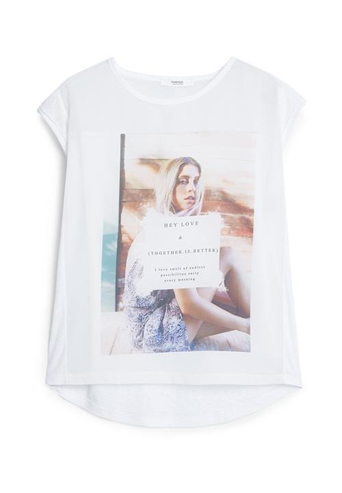 MANGO - Printed T-shirt White
